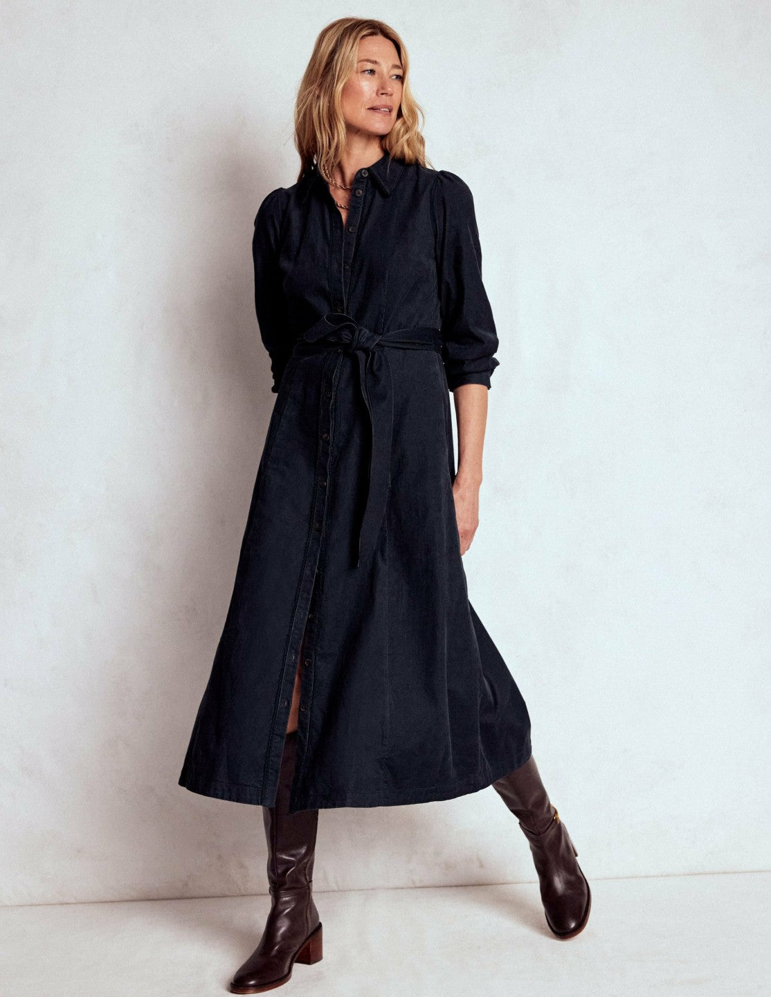 Clara Cord Midi Dress-Midnight Blue / Boden Online