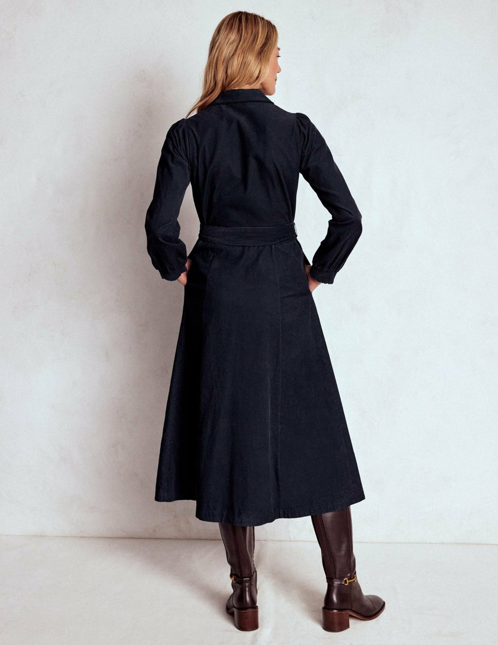 Clara Cord Midi Dress-Midnight Blue / Boden Online