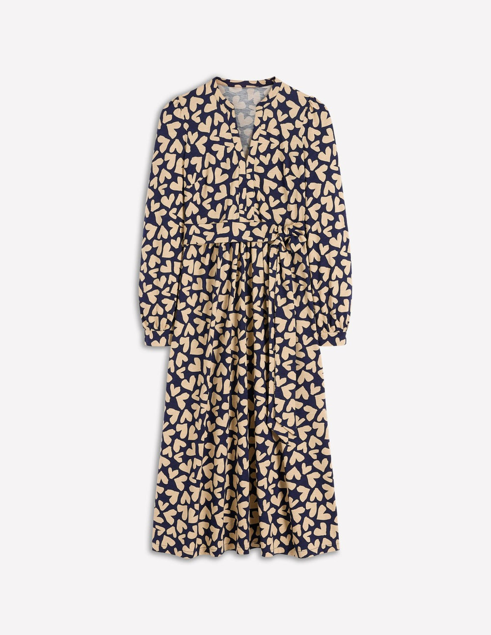 Naomi Long Sleeve Jersey Dress-French Navy, Heart Scatter / Boden Outlet