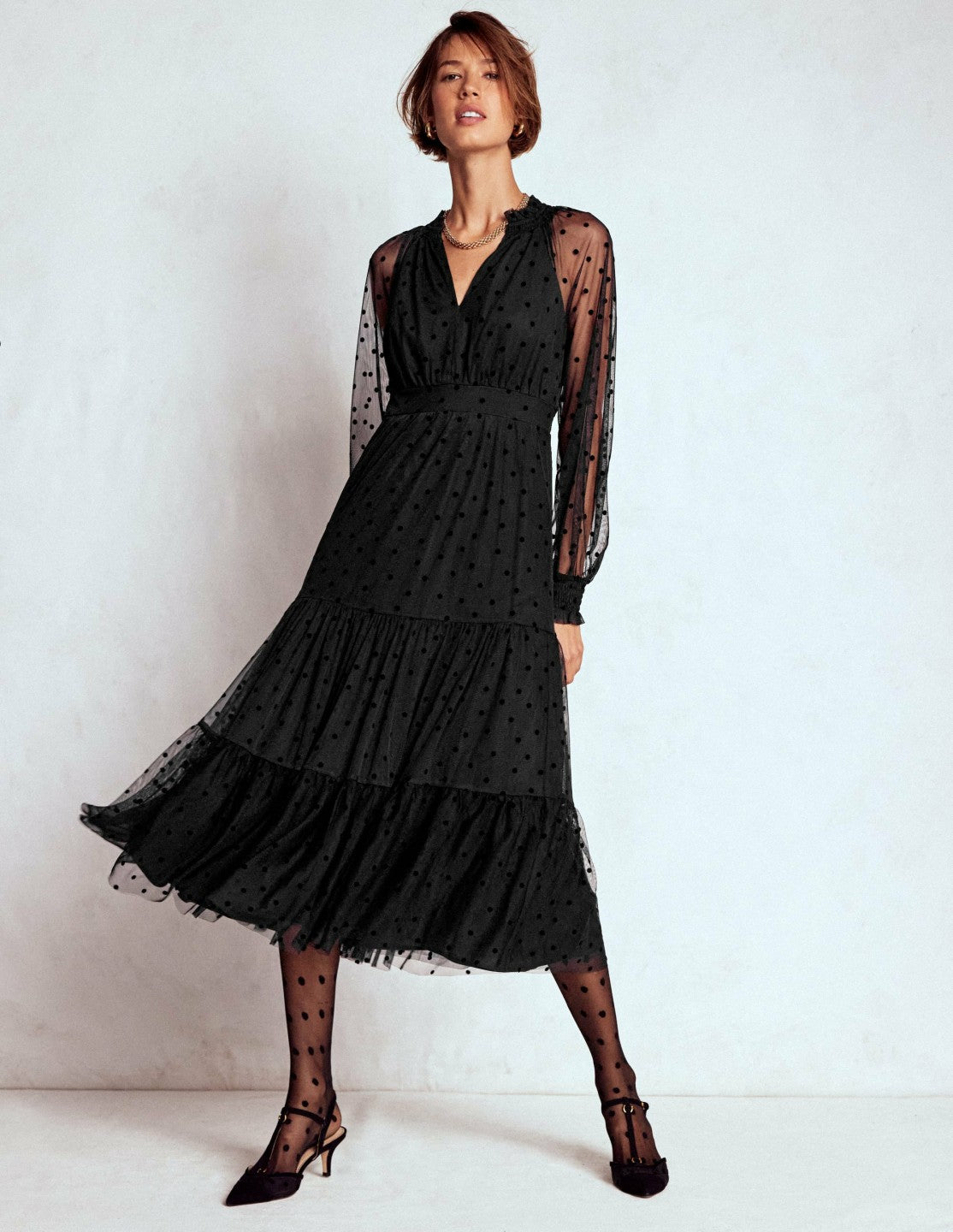 Lucille Tulle Midi Dress-Black / Boden Discount