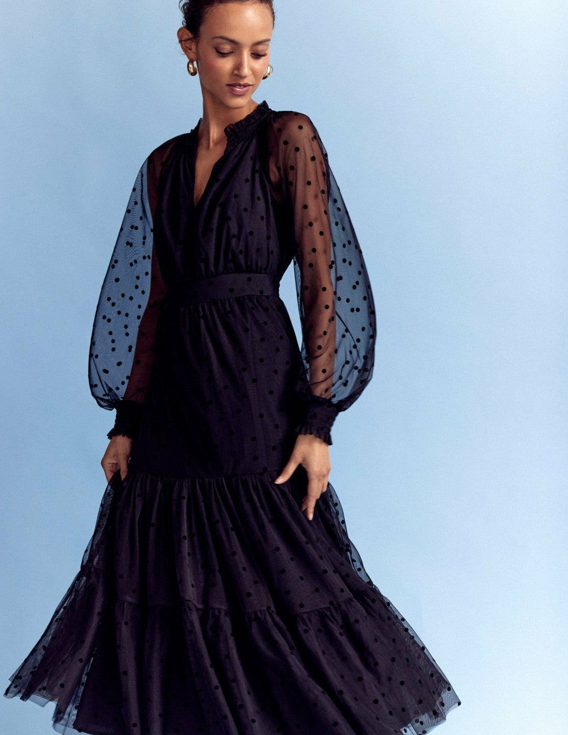 Lucille Tulle Midi Dress-Black / Boden Discount