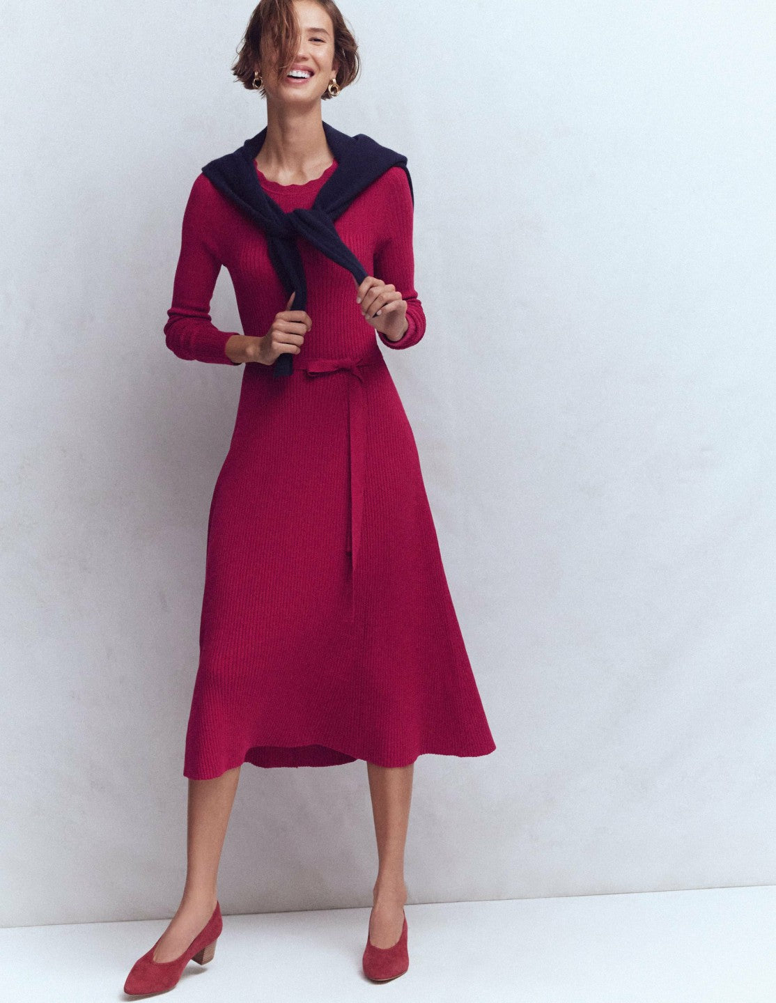 Isobel Knitted Midi Dress-Pomegranate / Boden us