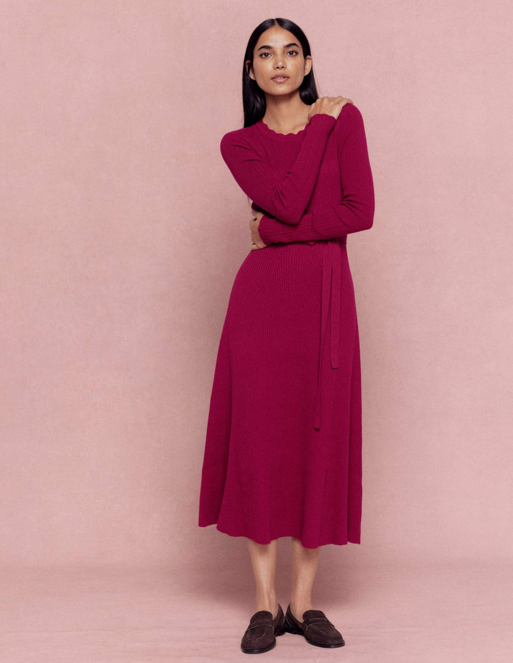 Isobel Knitted Midi Dress-Pomegranate / Boden us