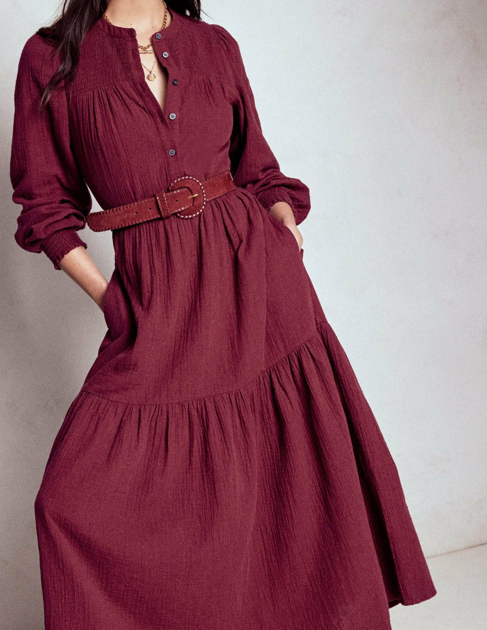 Cecily Double Cloth Midi Dress-Deep Wisteria / Boden