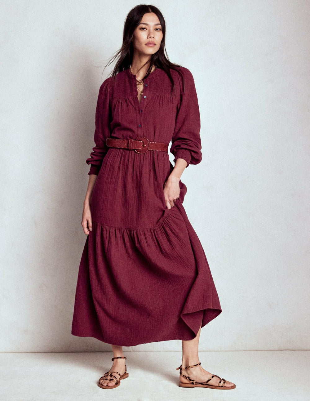 Cecily Double Cloth Midi Dress-Deep Wisteria / Boden