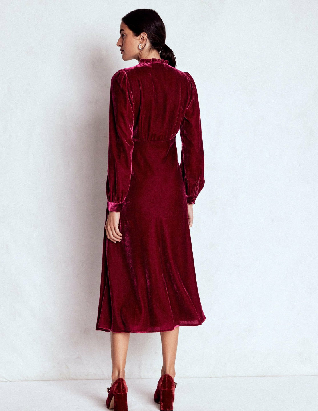 Cassie Velvet Tea Dress-Ruby Red / Boden Sale