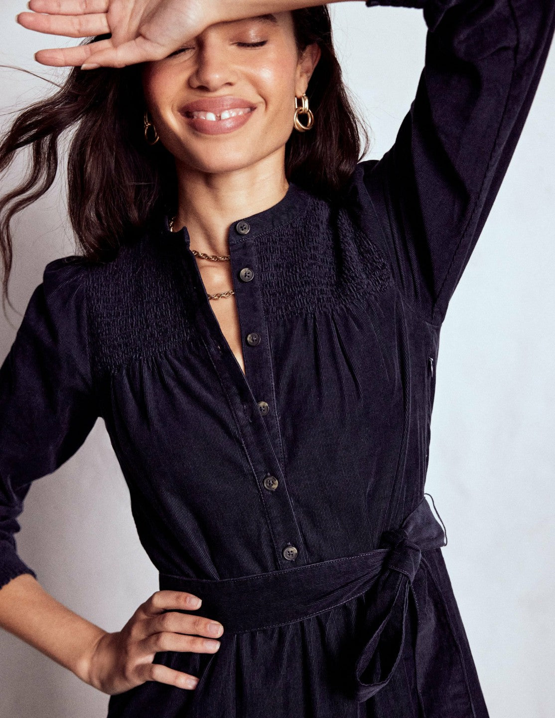 Cecily Cord Midi Dress-Navy / Boden Online