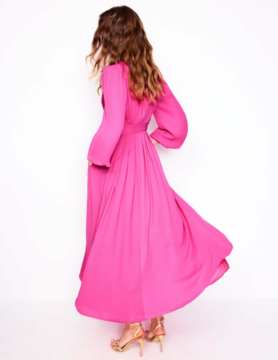 Pleat Detail Blouson Dress-Cosmos Pink / Boden Outlet