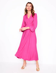 Pleat Detail Blouson Dress-Cosmos Pink / Boden Outlet