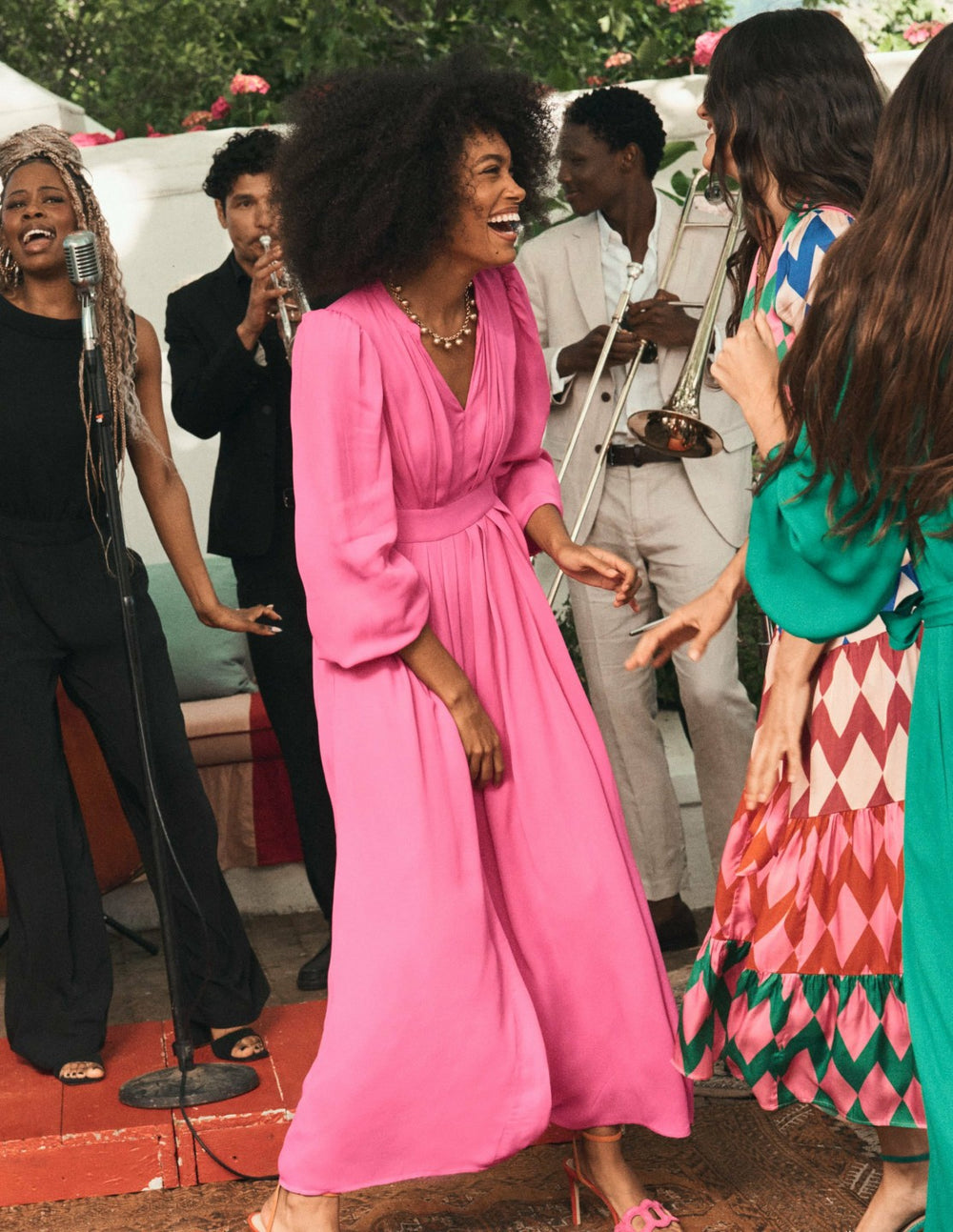 Pleat Detail Blouson Dress-Cosmos Pink / Boden Outlet