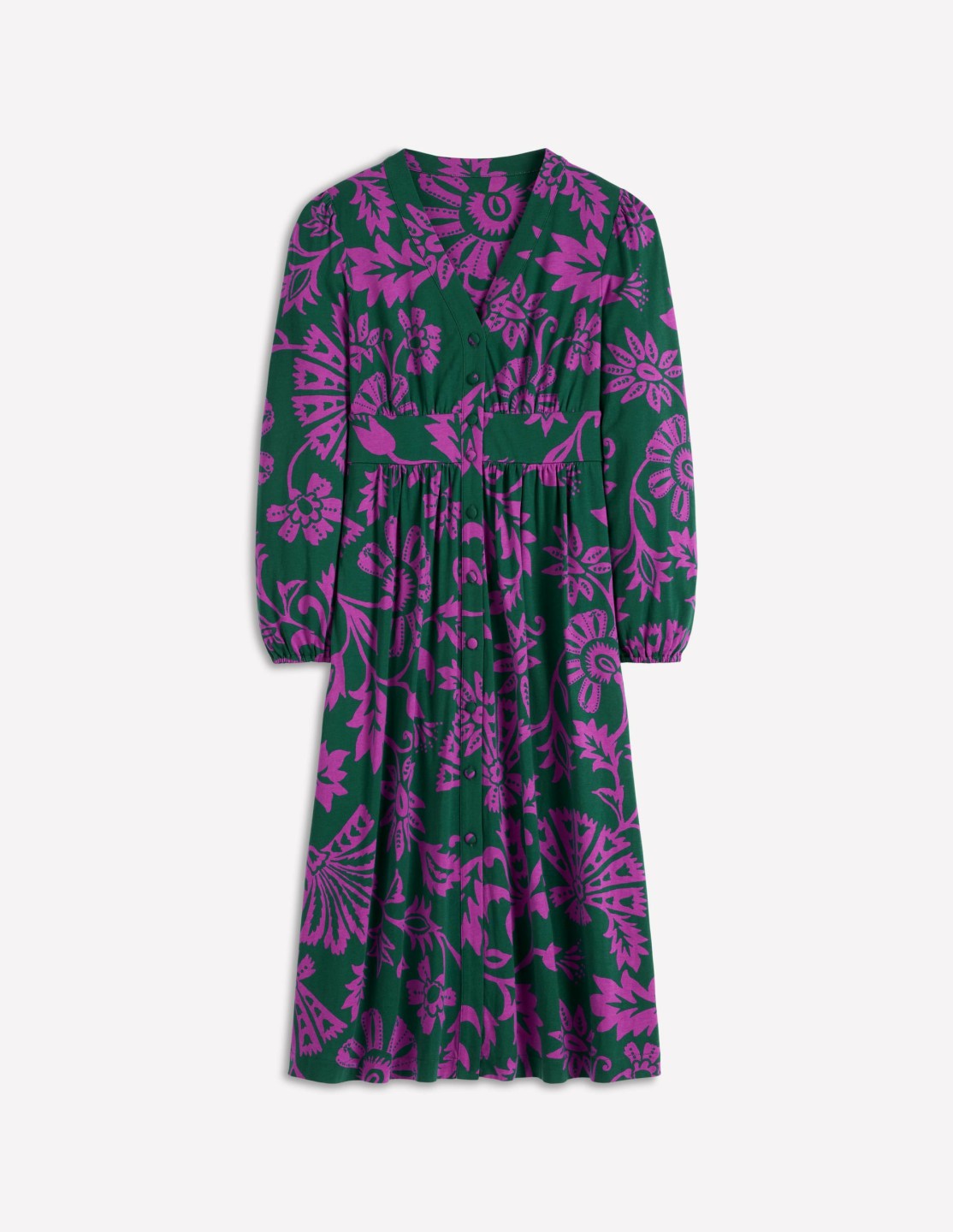 Natalia Long Sleeve Tea Dress-Emerald Night, Elaborate Vine / Boden Discount