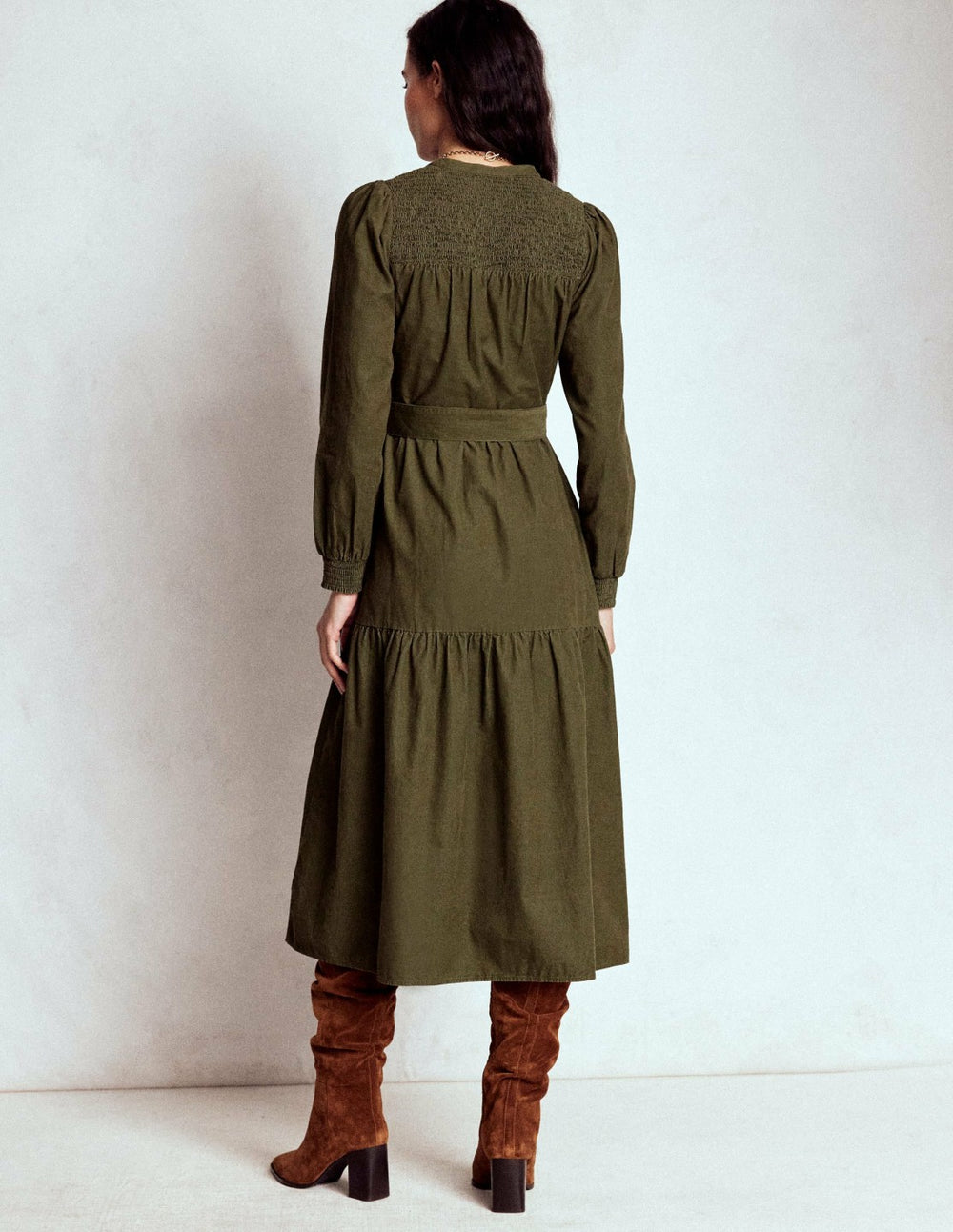 Cecily Cord Midi Dress-Woodland Green / Boden us
