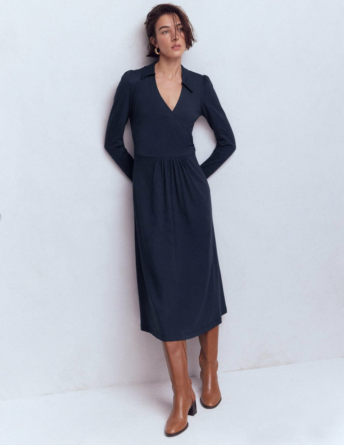 Carla Jersey Wrap Dress-Navy / Boden