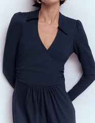Carla Jersey Wrap Dress-Navy / Boden