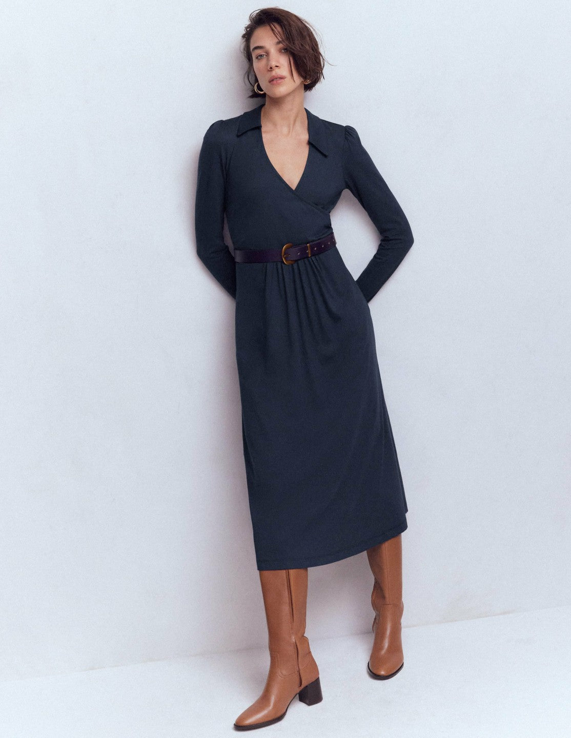 Carla Jersey Wrap Dress-Navy / Boden