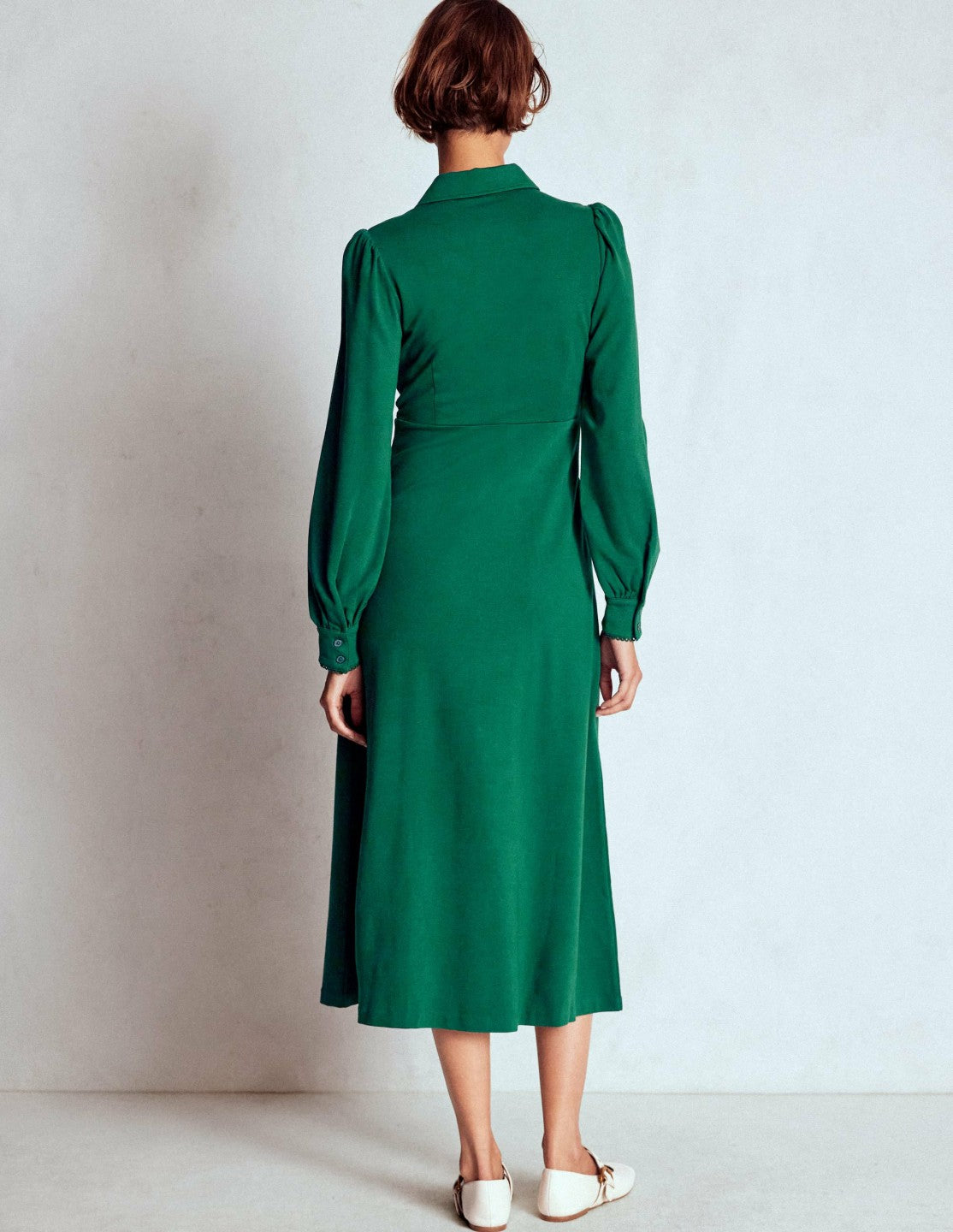 Pip Zip-Up Ponte Midi Dress-Emerald Night / Boden Sale