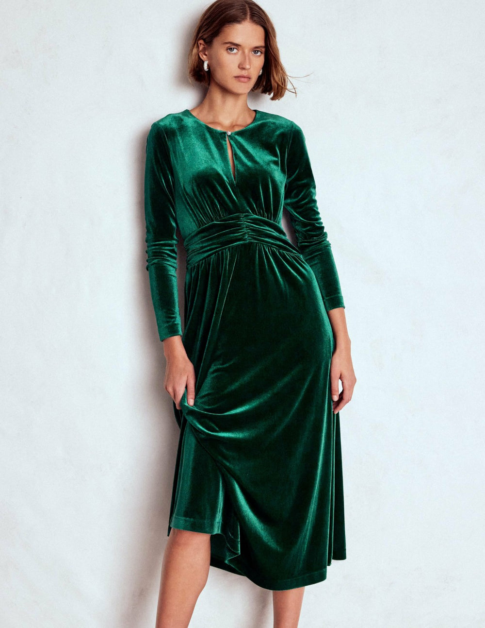 Tilda Velvet Midi Dress-Botanical Garden / Boden Online