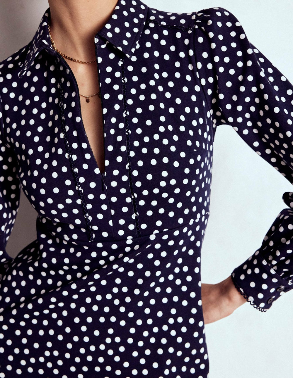 Pip Zip-Up Ponte Midi Dress-French Navy, Painted Dot / Boden Discount