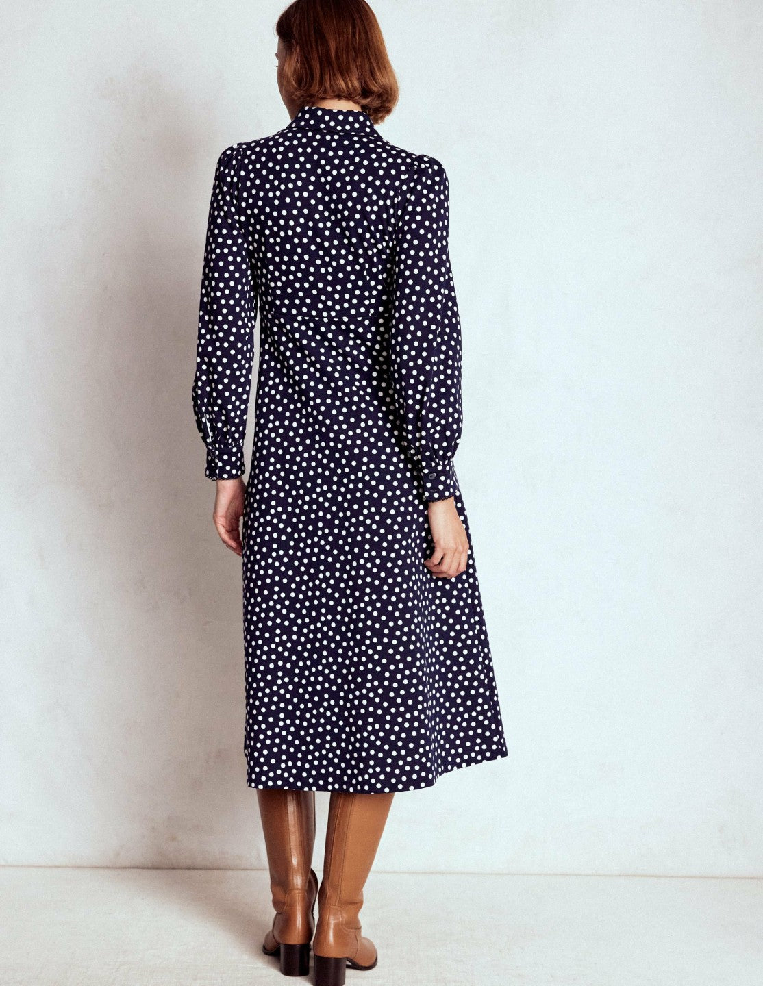 Pip Zip-Up Ponte Midi Dress-French Navy, Painted Dot / Boden Discount