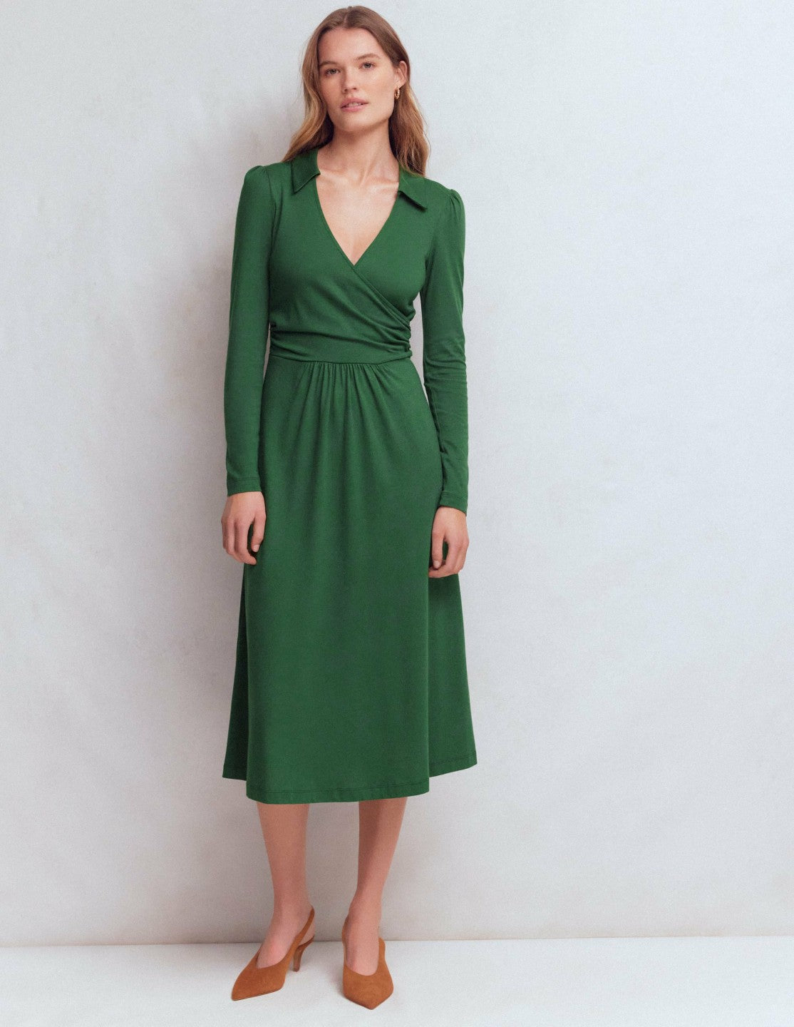 Carla Jersey Wrap Dress-Hunter Green / Boden On sale
