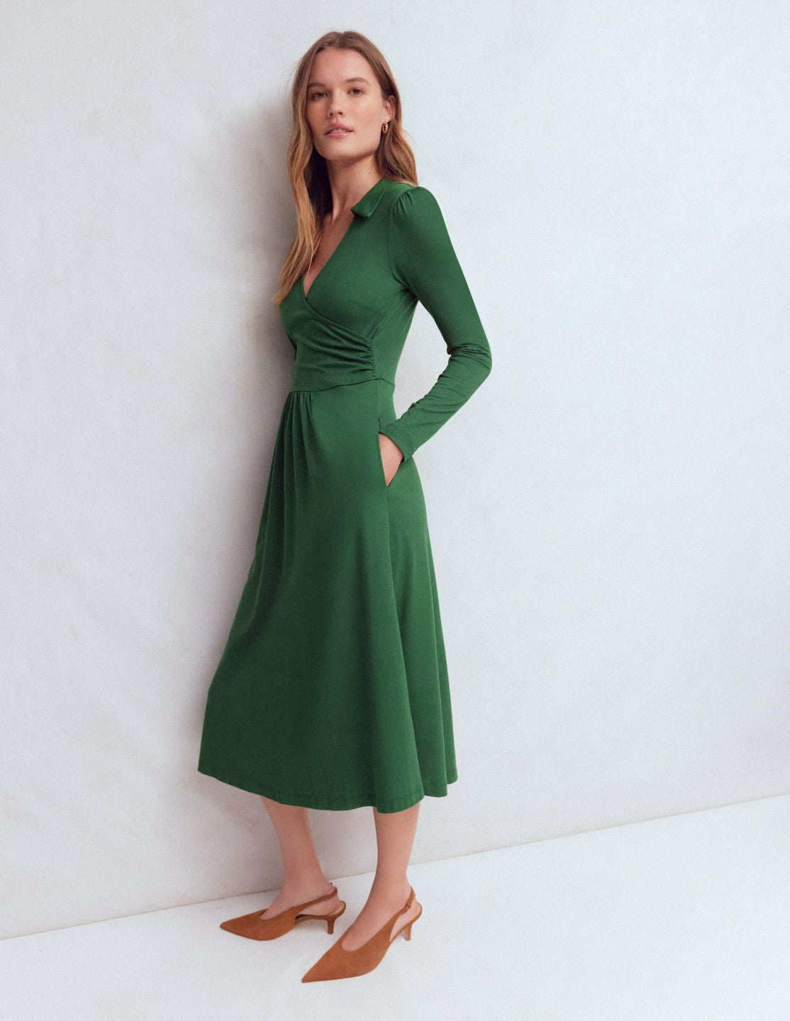 Carla Jersey Wrap Dress-Hunter Green / Boden On sale