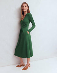 Carla Jersey Wrap Dress-Hunter Green / Boden On sale