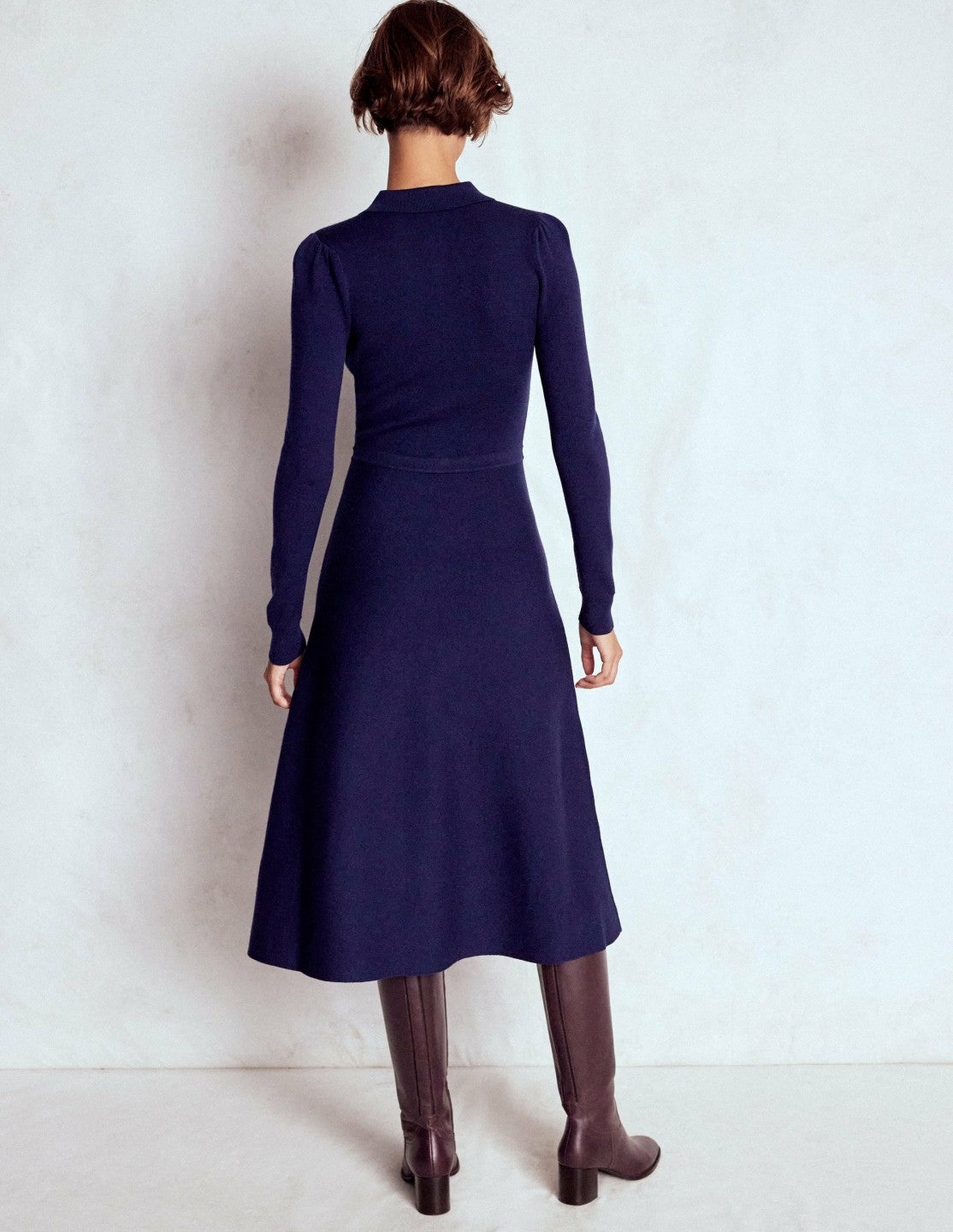 Fiona Zip Front Knitted Dress-Navy / Boden us
