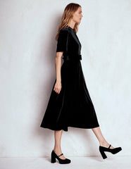 Kate Velvet Shirt Dress-Black / Boden Online