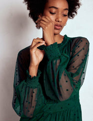 Lucille Tulle Midi Dress-Emerald Night / Boden Outlet