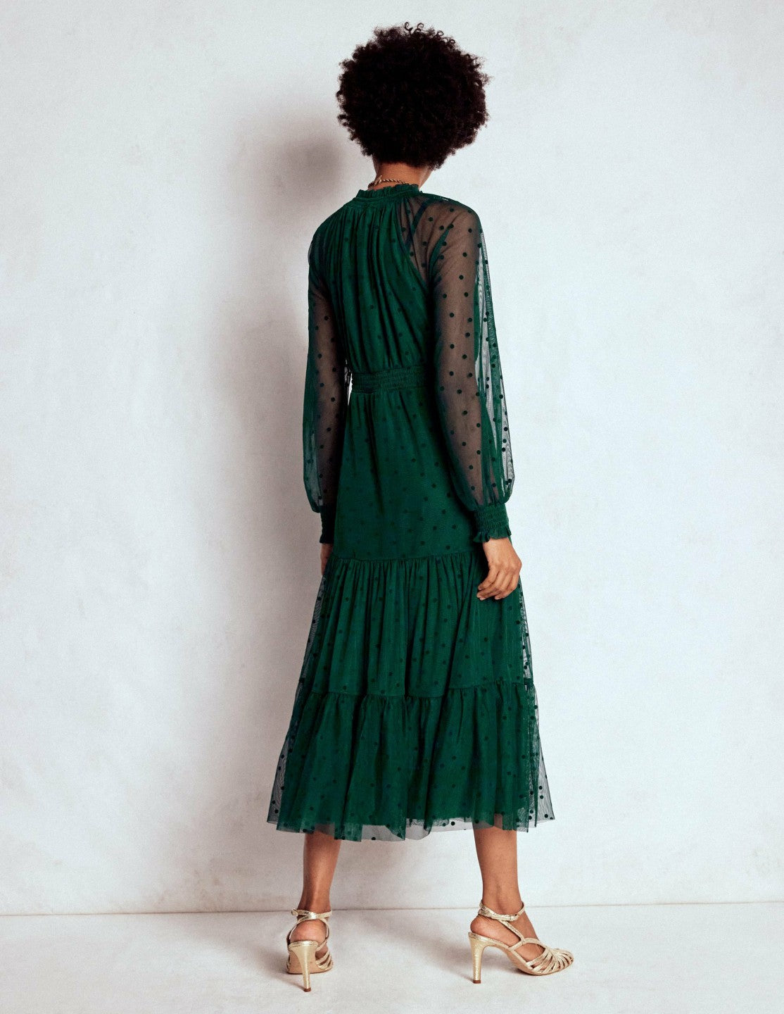 Lucille Tulle Midi Dress-Emerald Night / Boden Outlet