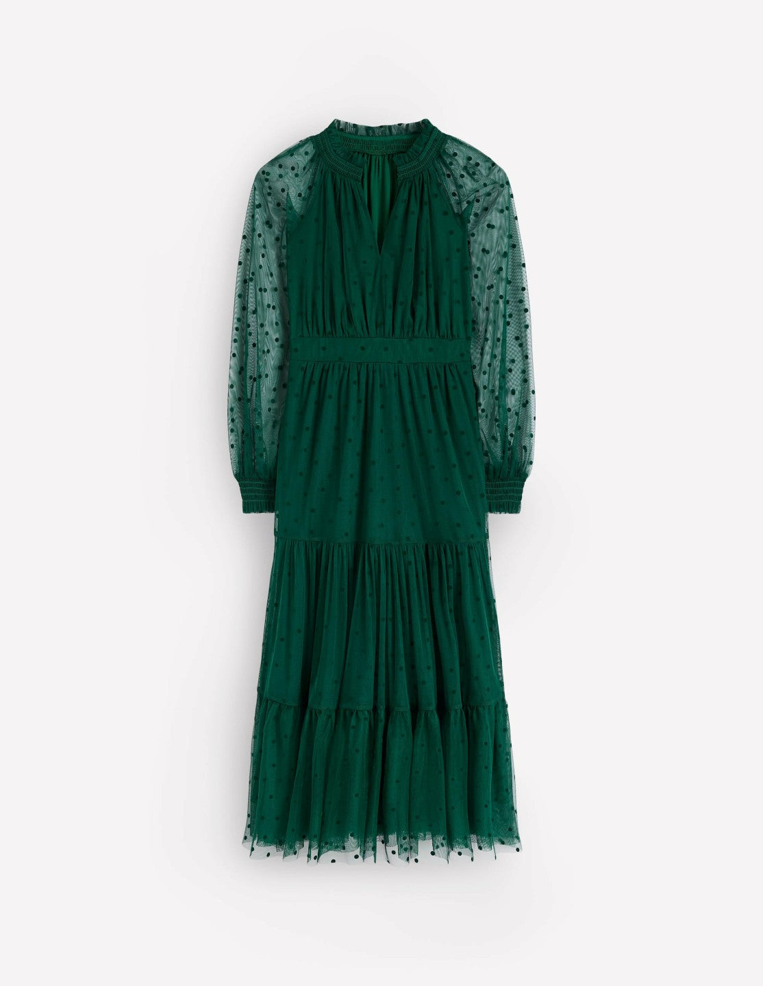 Lucille Tulle Midi Dress-Emerald Night / Boden Outlet