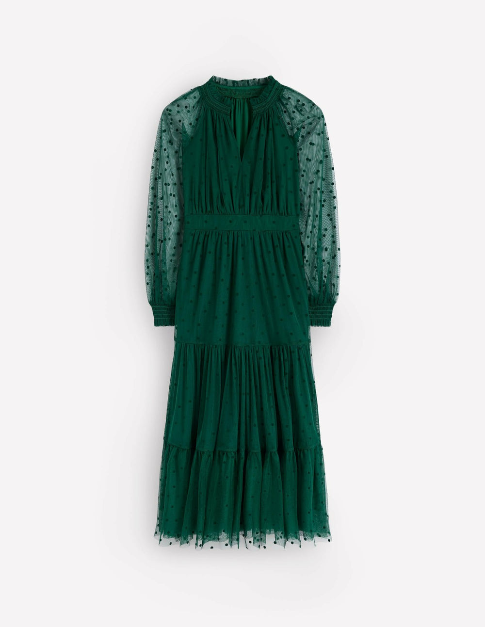 Lucille Tulle Midi Dress-Emerald Night / Boden Outlet