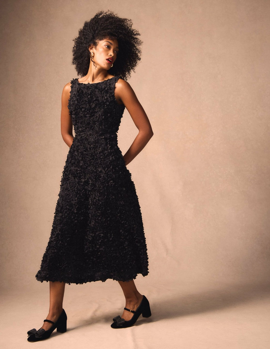 Scoop Back Fit and Flare Dress-Black / Boden Discount