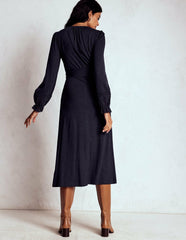 Pippa Broderie Jersey Dress-Navy / Boden On sale