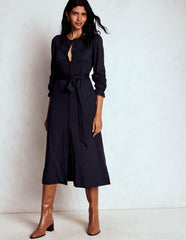 Pippa Broderie Jersey Dress-Navy / Boden On sale