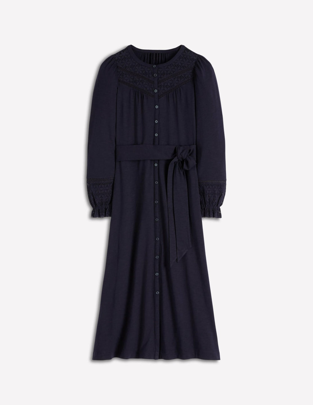 Pippa Broderie Jersey Dress-Navy / Boden On sale