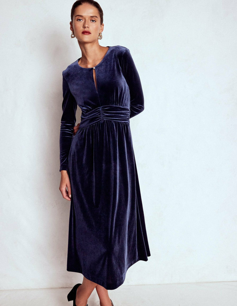 Tilda Velvet Midi Dress-Navy / Boden us
