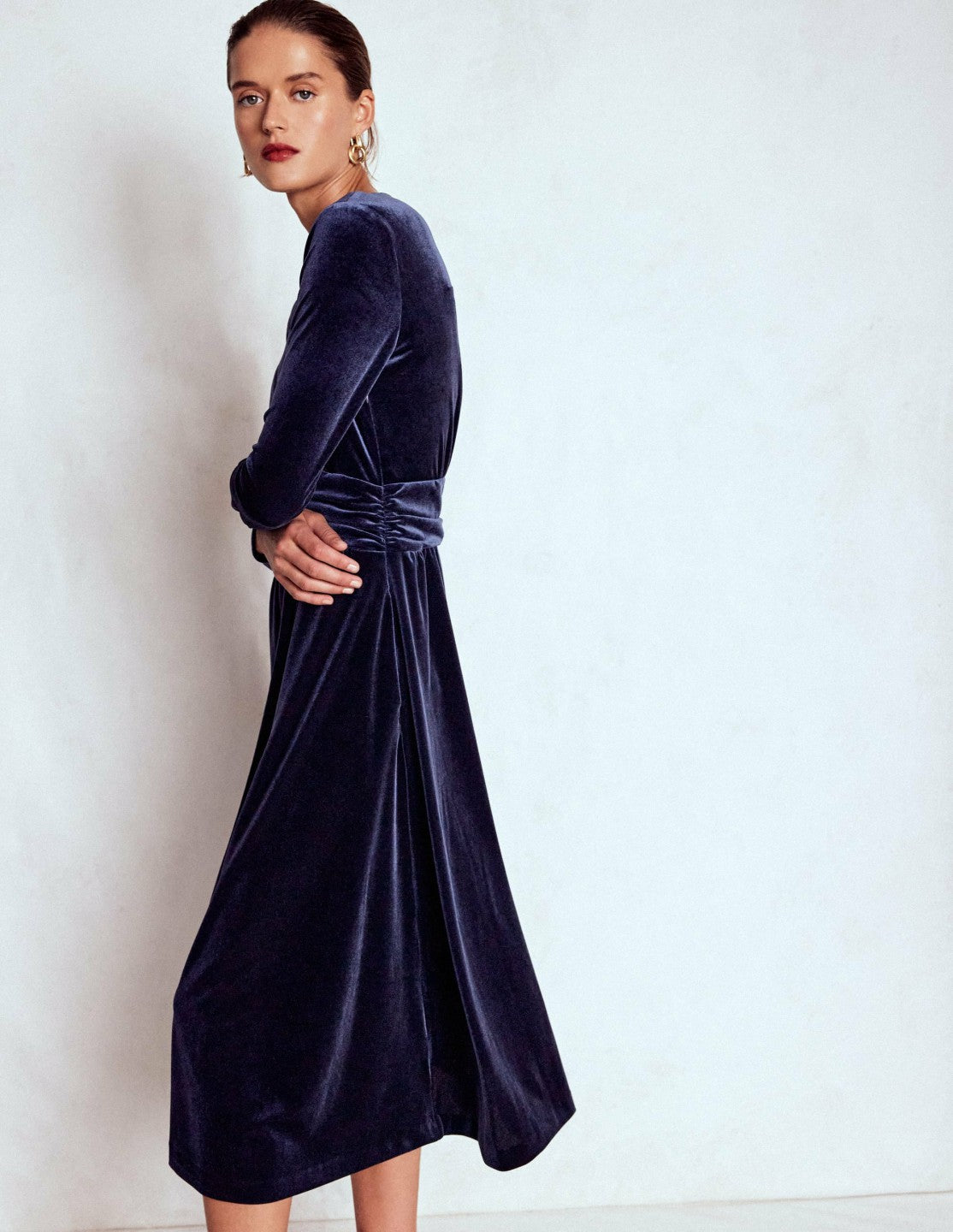 Tilda Velvet Midi Dress-Navy / Boden us