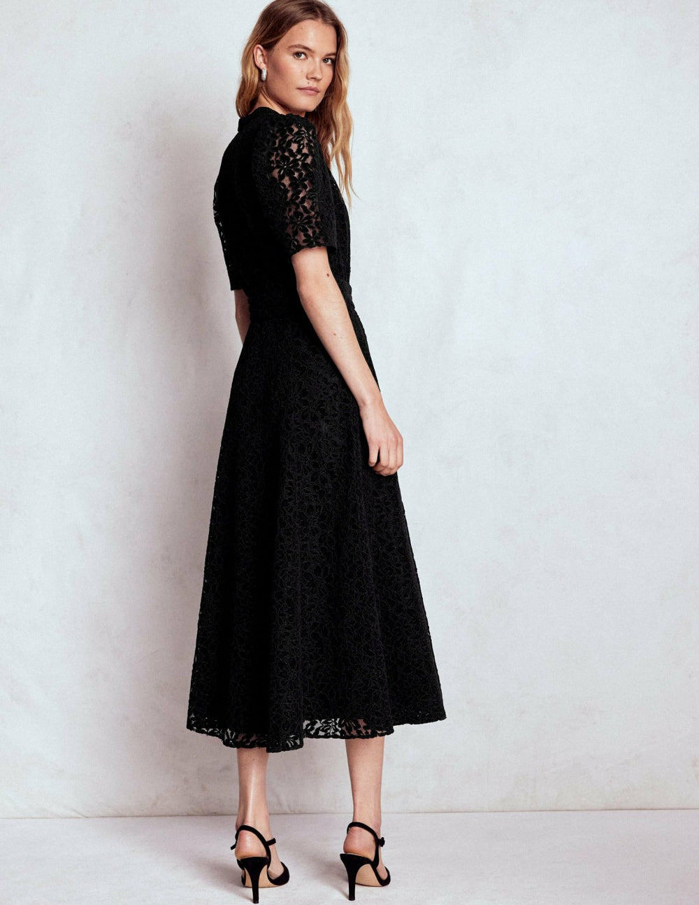 Kate Puff Sleeve Lace Dress-Black / Boden