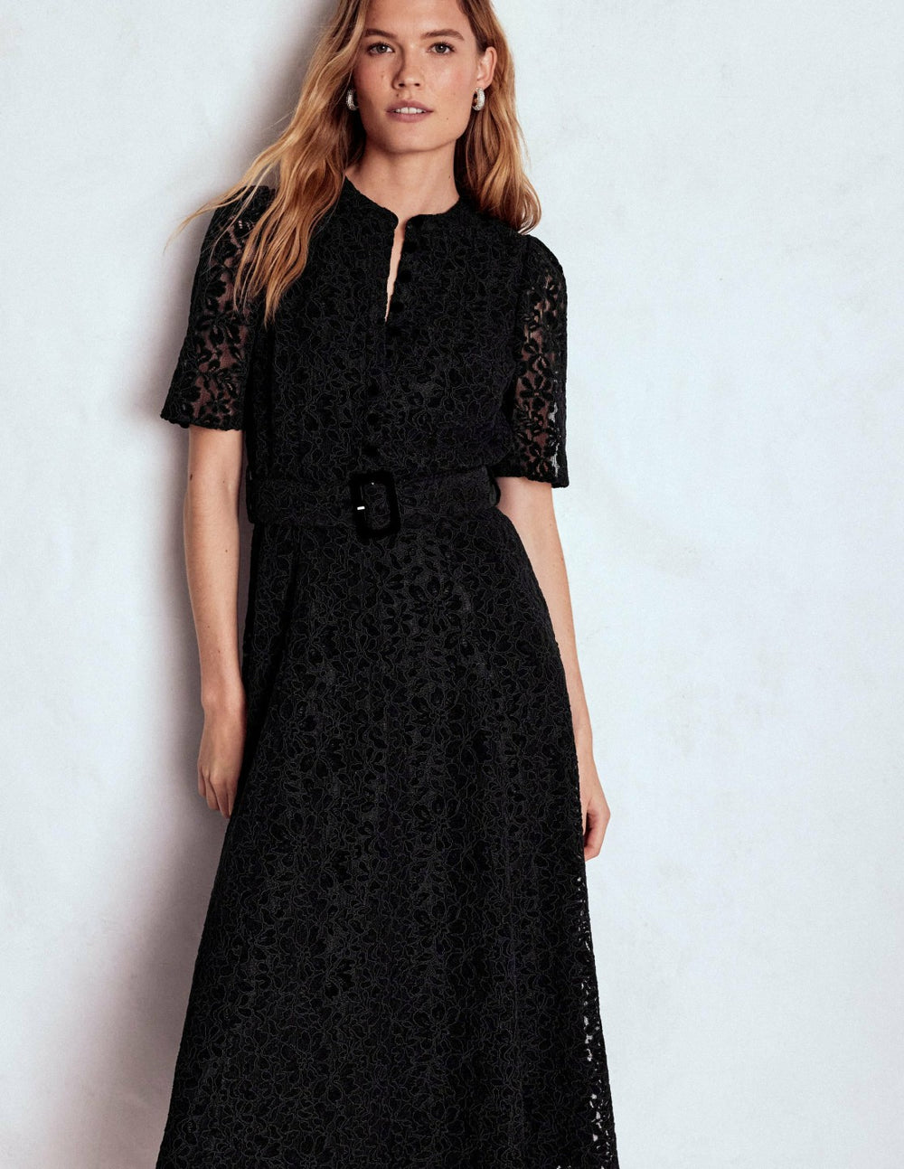 Kate Puff Sleeve Lace Dress-Black / Boden