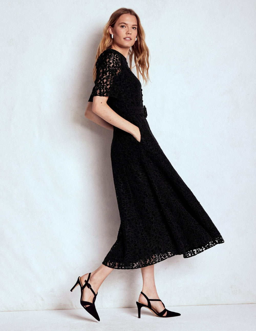 Kate Puff Sleeve Lace Dress-Black / Boden
