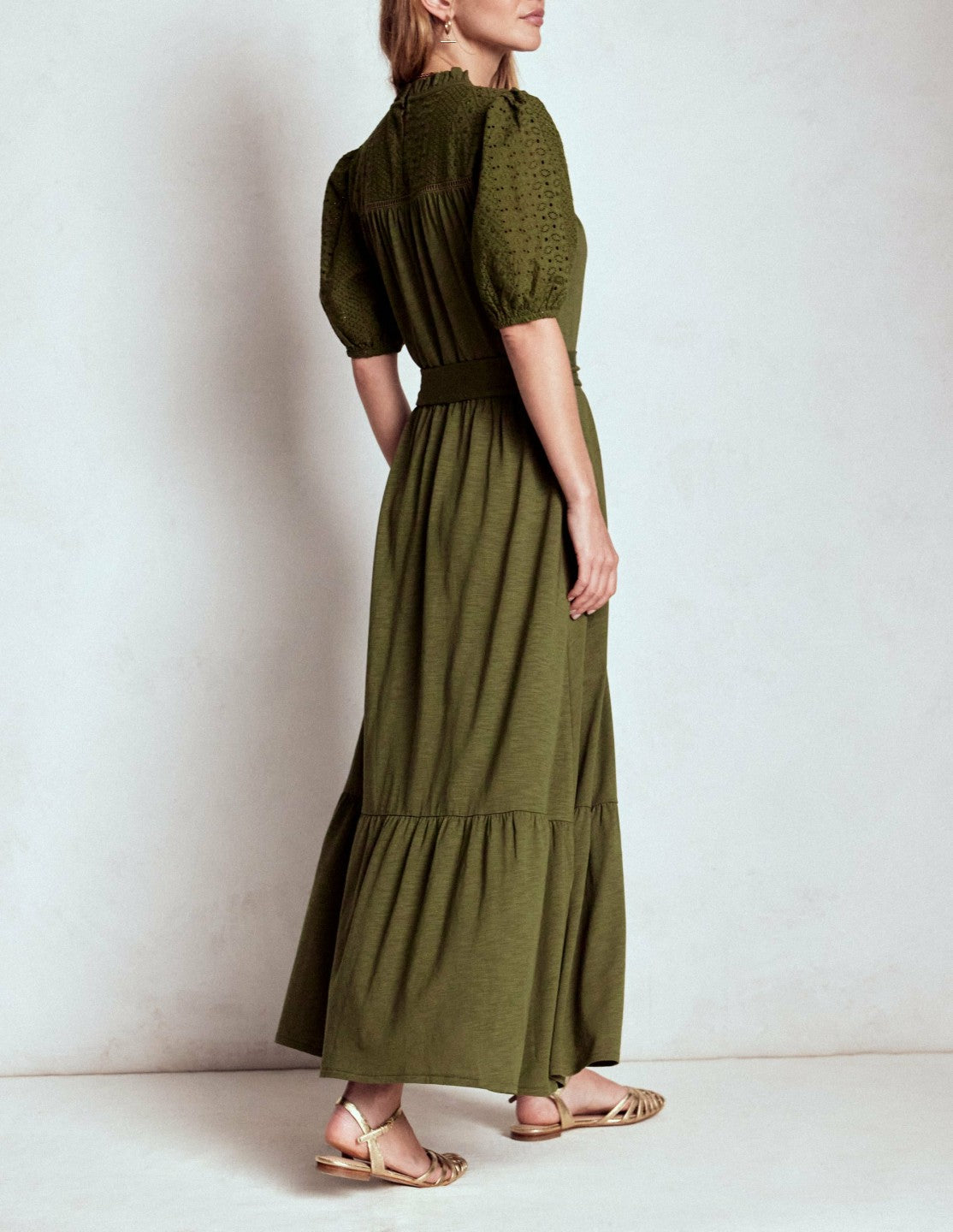 Lorelei Broderie Jersey Dress-Woodland Green / Boden Sale
