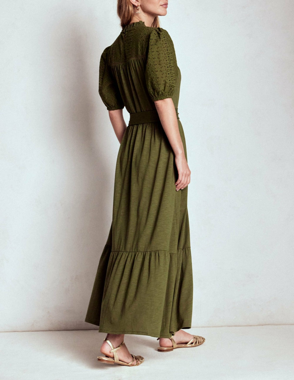 Lorelei Broderie Jersey Dress-Woodland Green / Boden Sale