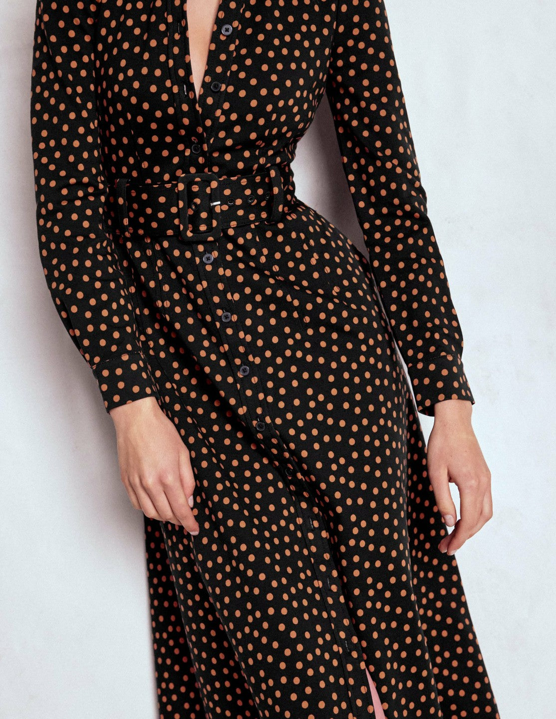Anita Long Sleeve Shirt Dress-Black, Painted Dot / Boden Online