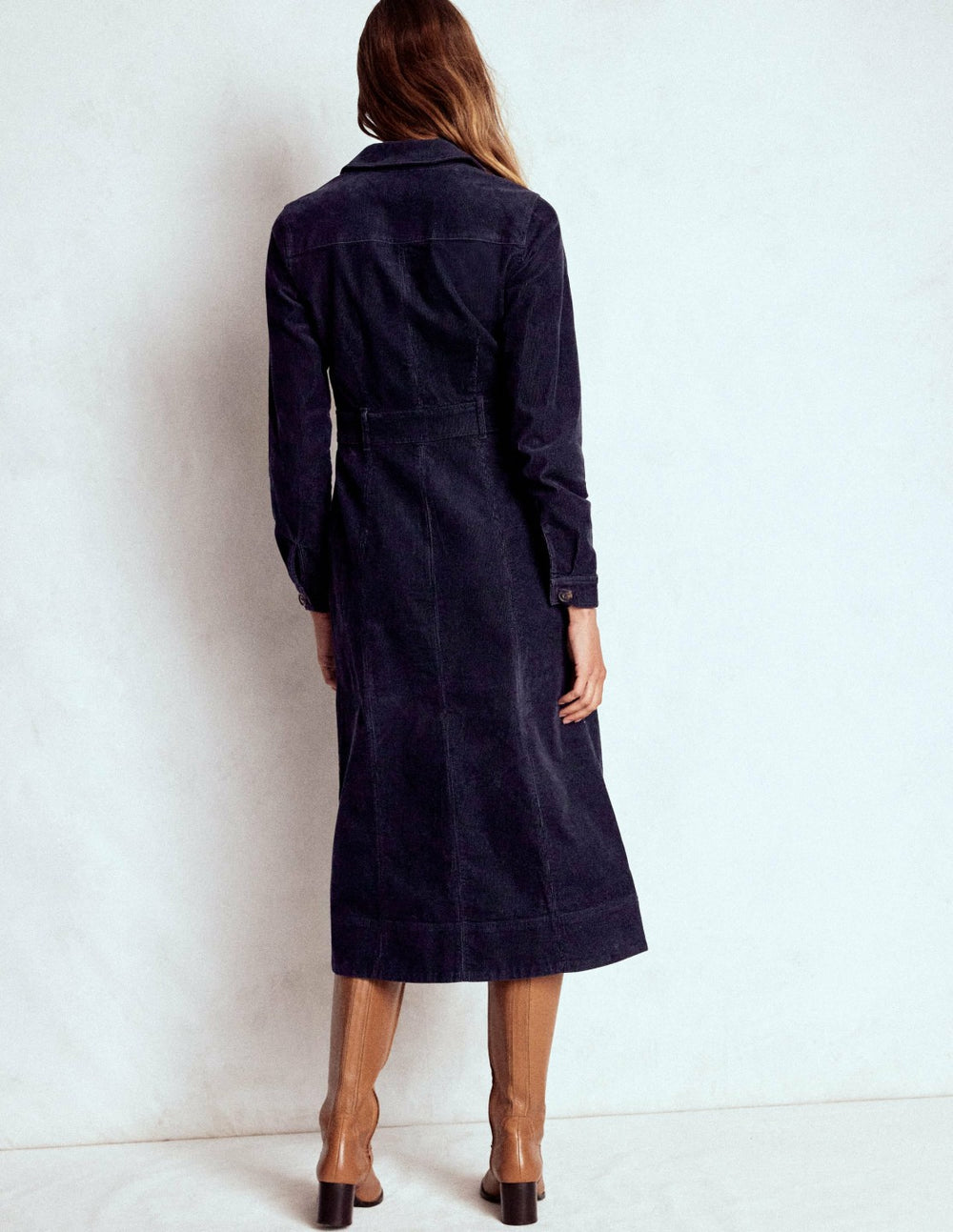 Amanda Cord Midi Dress-Navy / Boden Discount
