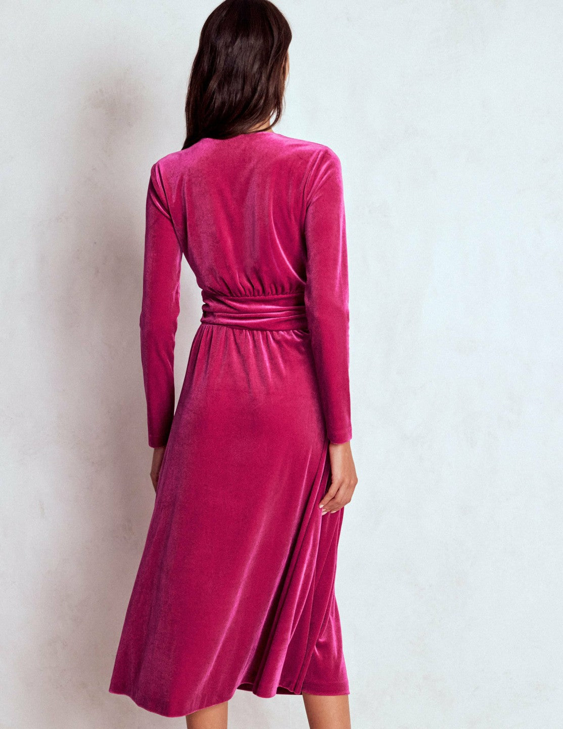 Tilda Velvet Midi Dress-Vibrant Pink / Boden On sale