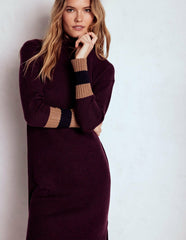 Merino Knitted Dress-Dark Cherry, Brown Stripe / Boden us