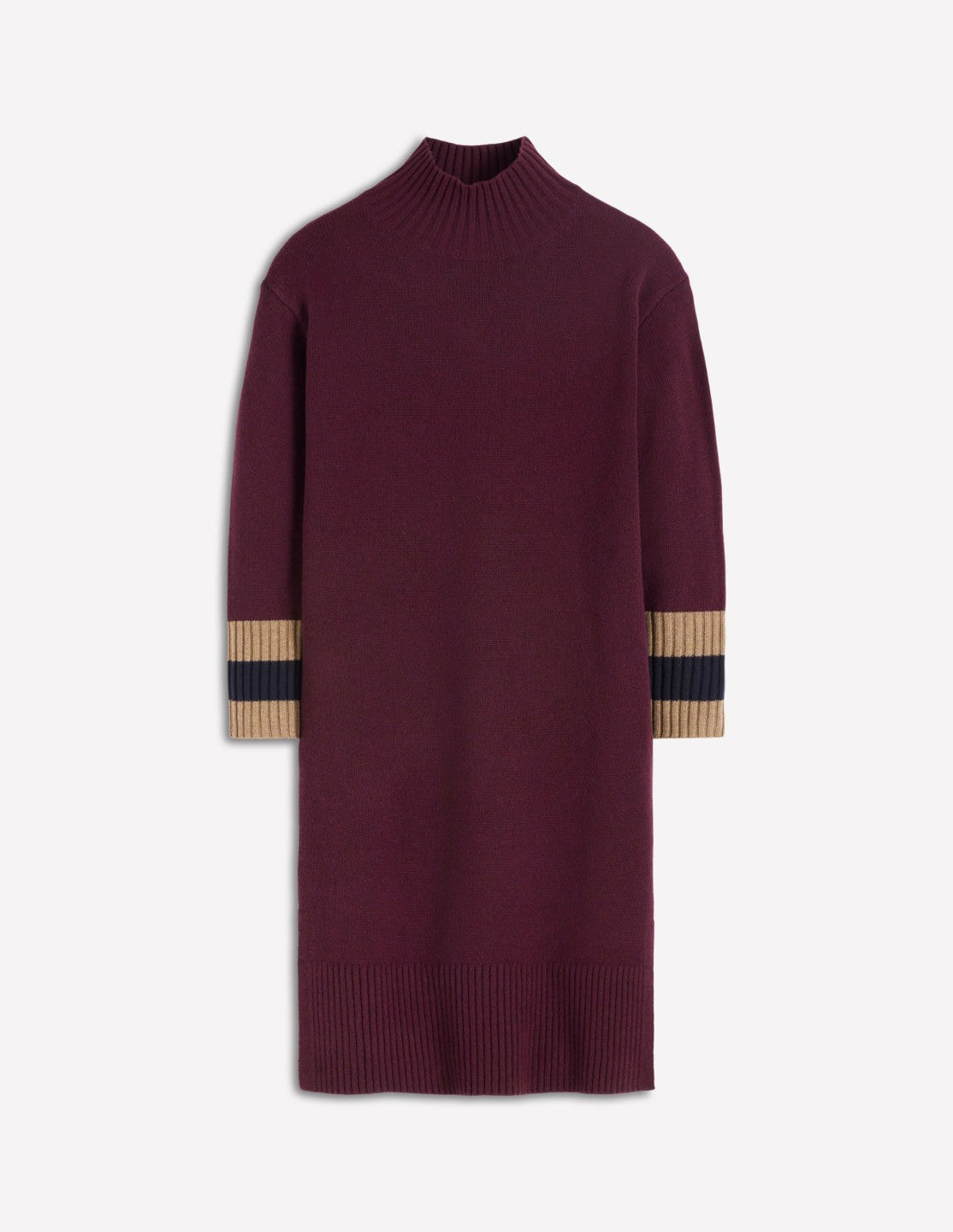 Merino Knitted Dress-Dark Cherry, Brown Stripe / Boden us