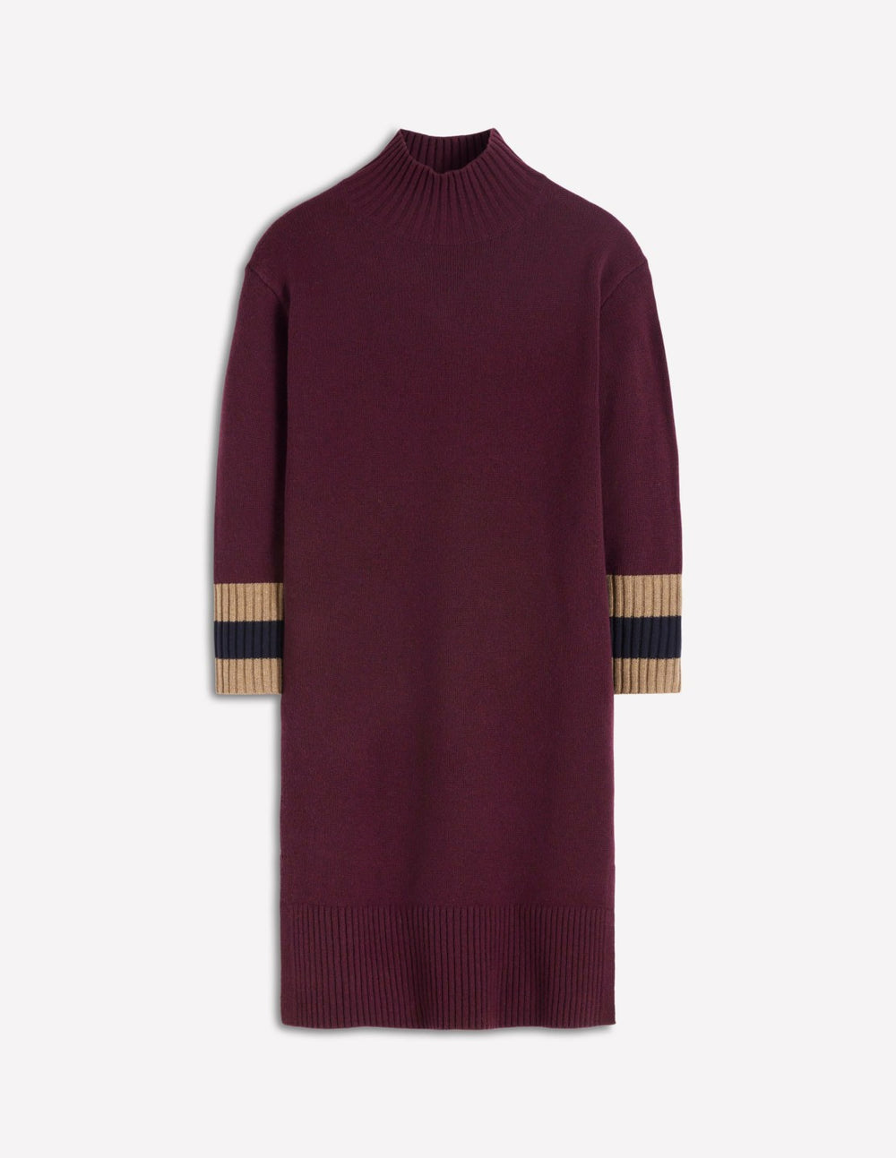 Merino Knitted Dress-Dark Cherry, Brown Stripe / Boden us