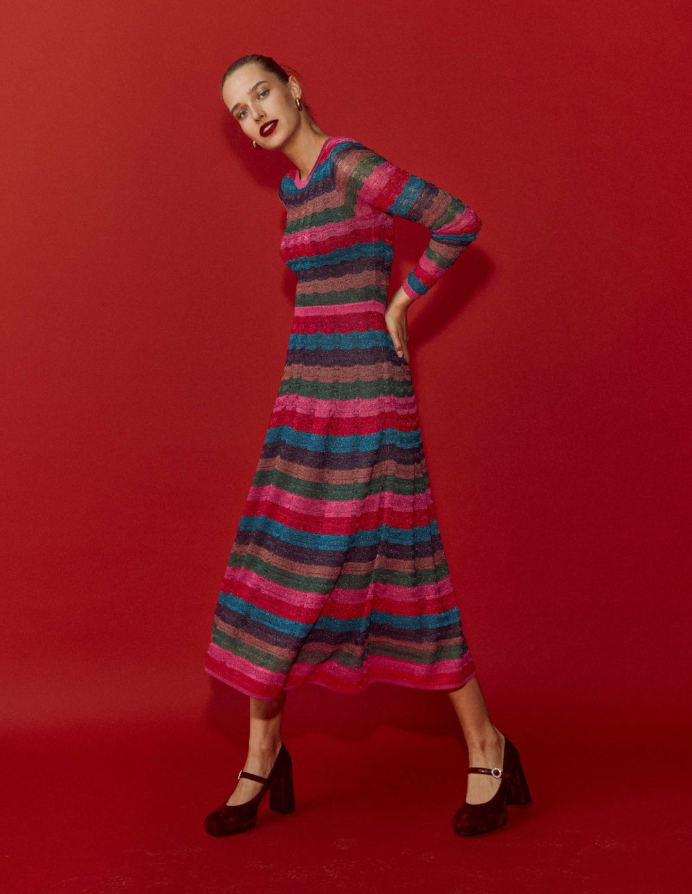 Metallic Wave Dress-Multi Stripe / Boden Online